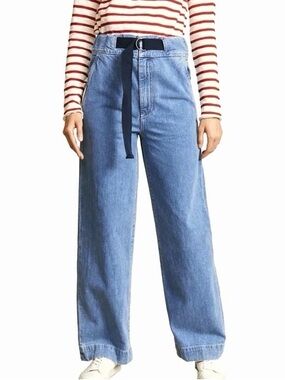 rag & bone Massive pant high waist denim with belt in Crystal Wash